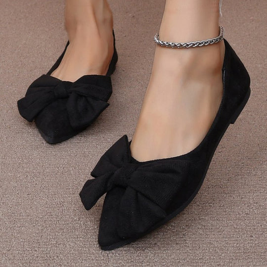 Damen nan spitze Ballerina-Slipper mit dekorativer Schleife und gepolstertem Komfortfußbett EB
