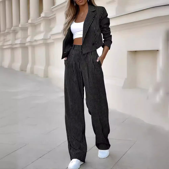 Damen modisches Streifenanzug Set EB