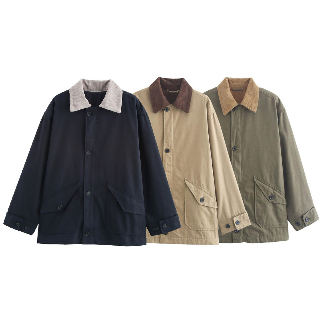 Damen Übergangsjacke mit praktischen Pattentaschen und Cord-Kragen EB