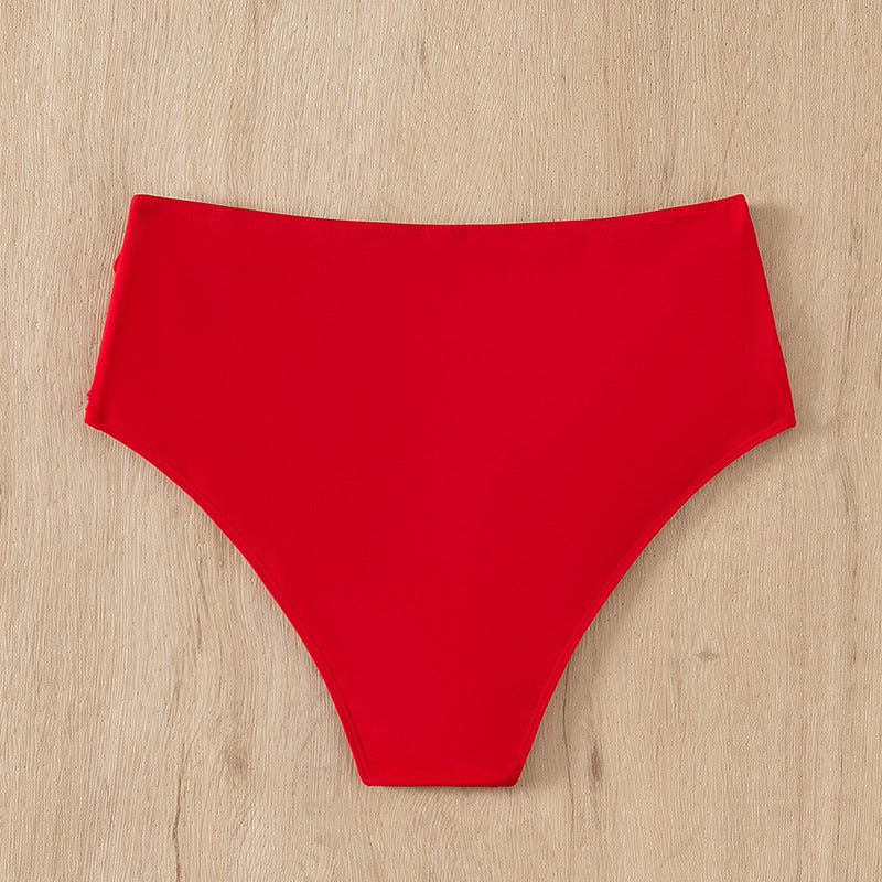 Damen Hohe Taille Bikinihose mit Rüschendesign EB