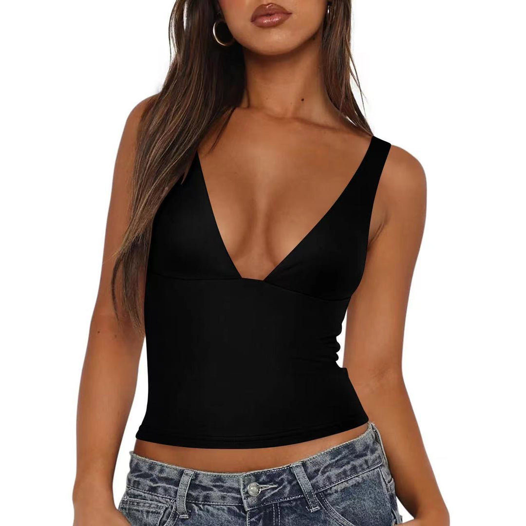 Damen figurbetontes V-Ausschnitt Top EB