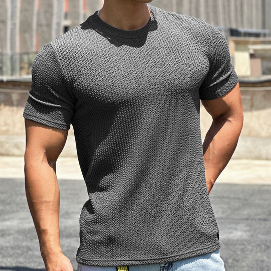 Herren strukturiertes T-Shirt in schlanker Passform mit Rundhalsausschnitt EB