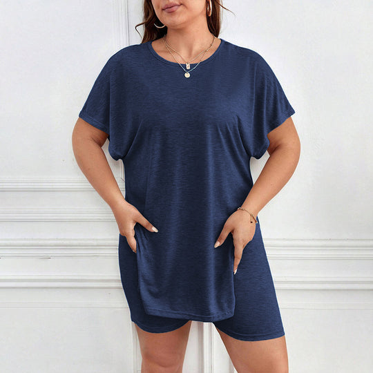 Damen bequemer Lounge-Set mit T-Shirt und Shorts EB