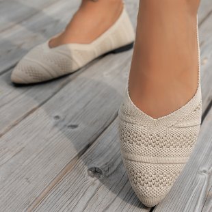 Damen Spitzer Ballerinas aus atmungsaktivem Strickmaterial mit flexibler Sohle EB