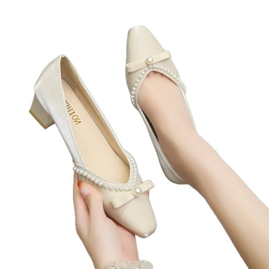 Damen elegante Pumps mit dekorativer Perlenverzierung EB