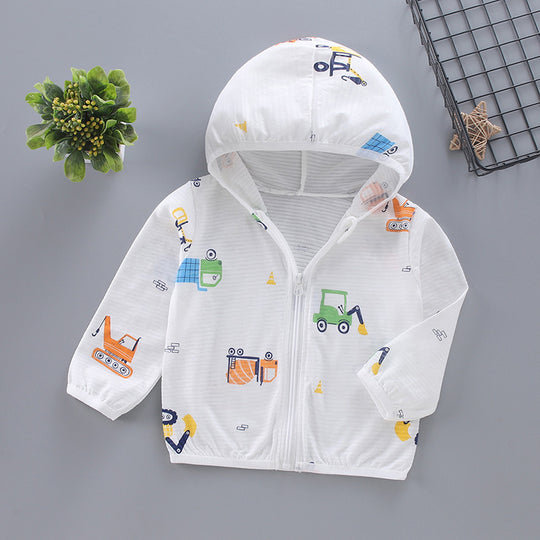 Unisex nan leichte Kapuzenjacke für Kleinkinder mit süßem Tierprint und Reißverschluss  EB
