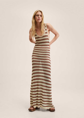 Damen Maxikleid mit gehäkeltem Muster EB