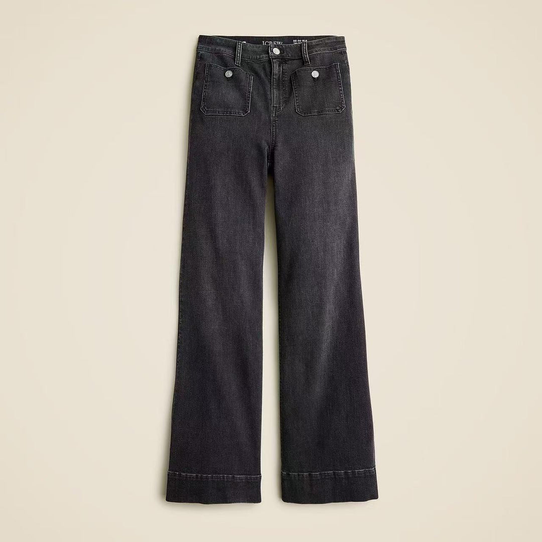 Damen Weite Jeans mit modischem Saum EB