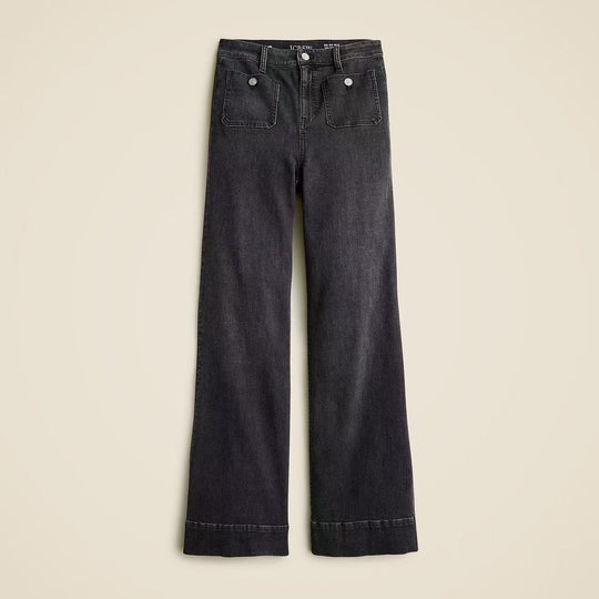 Damen Weite Jeans mit modischem Saum EB