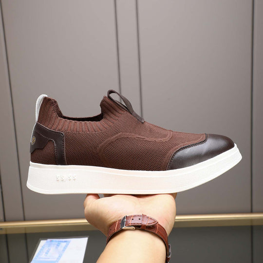 Damen Sportliche Slip-On Sneakers mit atmungsaktiver Strick-Oberfläche und rutschfester Sohle EB
