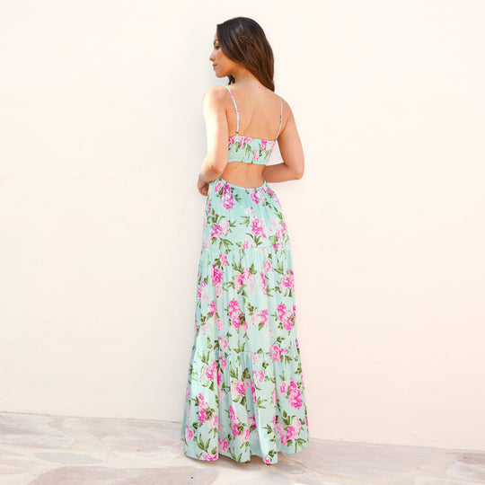 Damen Maxi Kleid mit floralen Mustern EB