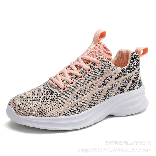 Damen Sportliche Knit-Sneaker mit atmungsaktiver Mesh-Oberfläche und rutschfester Sohle EB