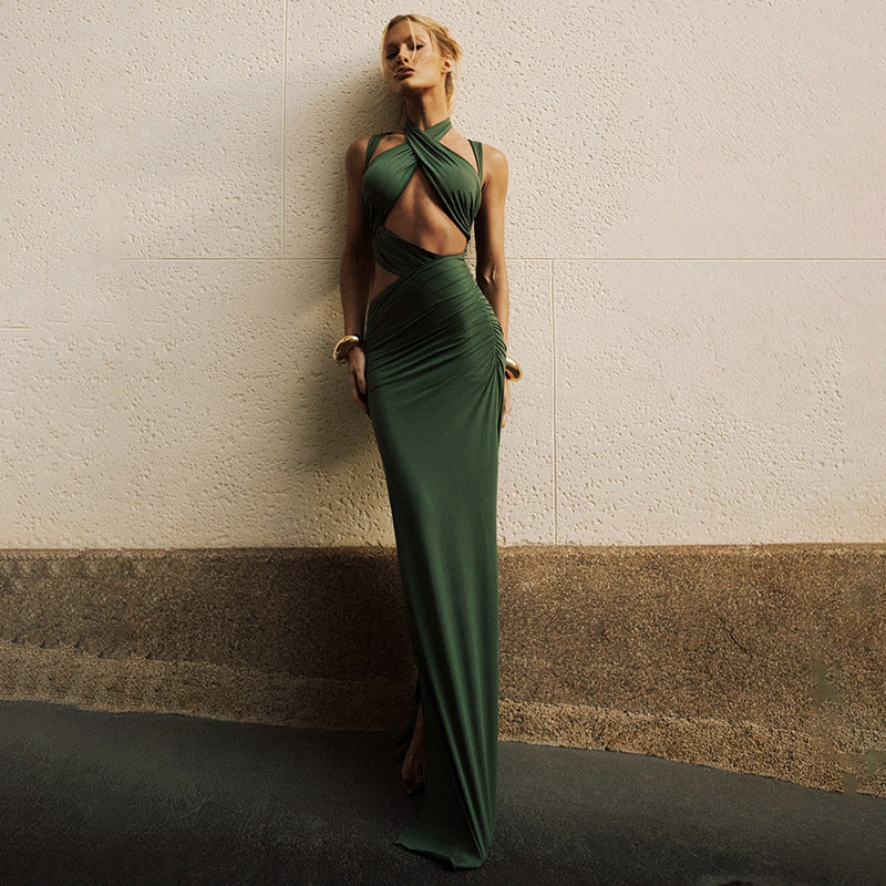 Damen Elegantes Maxikleid mit raffinierten Drapierungen und schlankem Schnitt EB