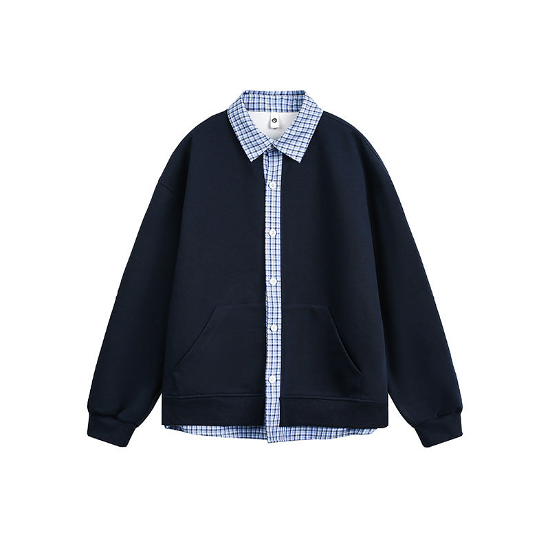 Damen Lässiger Oversized Kapuzenpullover mit Hemdkragen EB