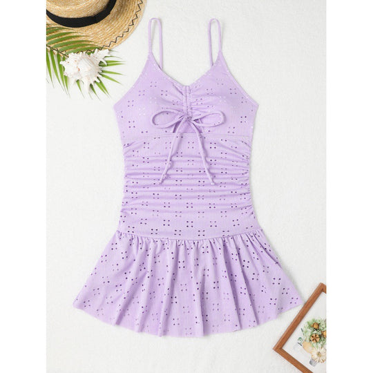 Damen Badekleid mit Rüsche und verstellbarem Schnürdetail EB