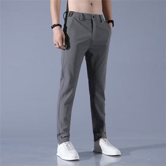 Herren moderne sportliche Chino-Hose mit elastischem Bund und funktionalen Taschen EB