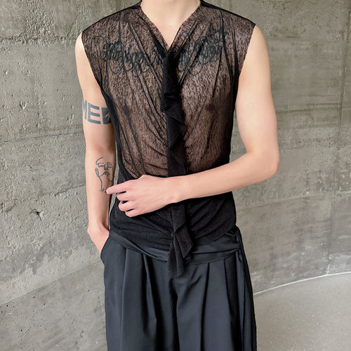 Herren modisches ärmelloses Oberteil mit transparentem Design und raffinierten Details EB