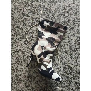 Damen High Heel Stiefel mit Camouflage-Design und Schnürung EB