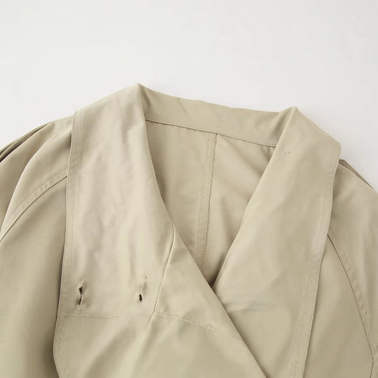 Damen modische Kurzjacke mit zwei Reihen Knöpfen und breitem Kragen EB