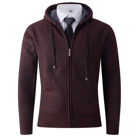 Herren modische Strickjacke mit Kapuze und Reißverschluss EB