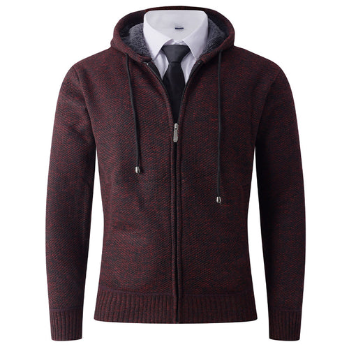 Herren modische Strickjacke mit Kapuze und Reißverschluss EB