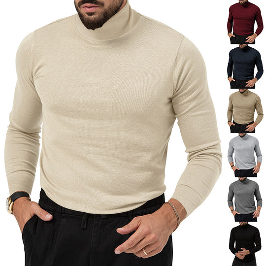 Herren nan Slim-Fit Rollkragenpullover Feinstrick mit Stretch, schmaler Silhouette und gerippten Bündchen EB