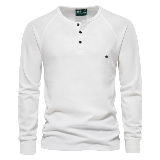 Herren Langarm-Henley-Shirt mit strukturierter Oberfläche und modischer Knopfleiste EB