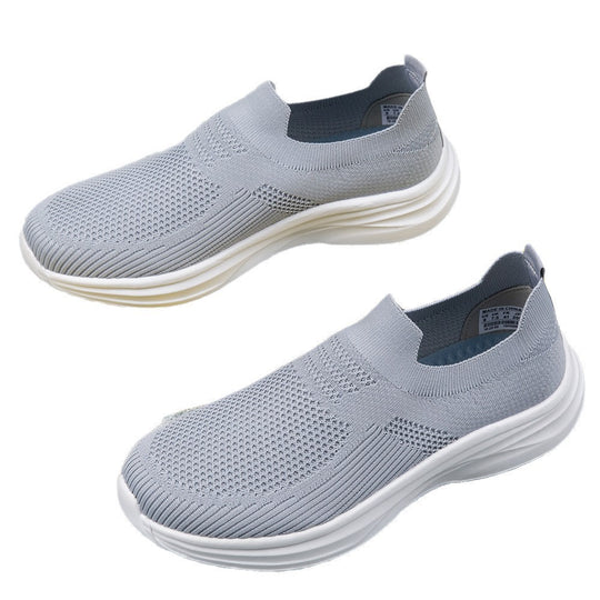 Damen nan gestrickter Sockensneaker mit stoßdämpfender Keilsohle und nahtlosem Slip-On EB