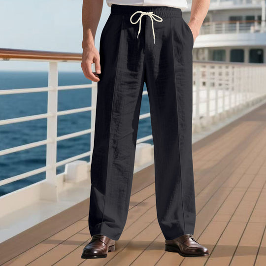 Herren Luftige Freizeit-Hose mit verstellbarem Kordelzug und pflegeleichter Oberfläche EB