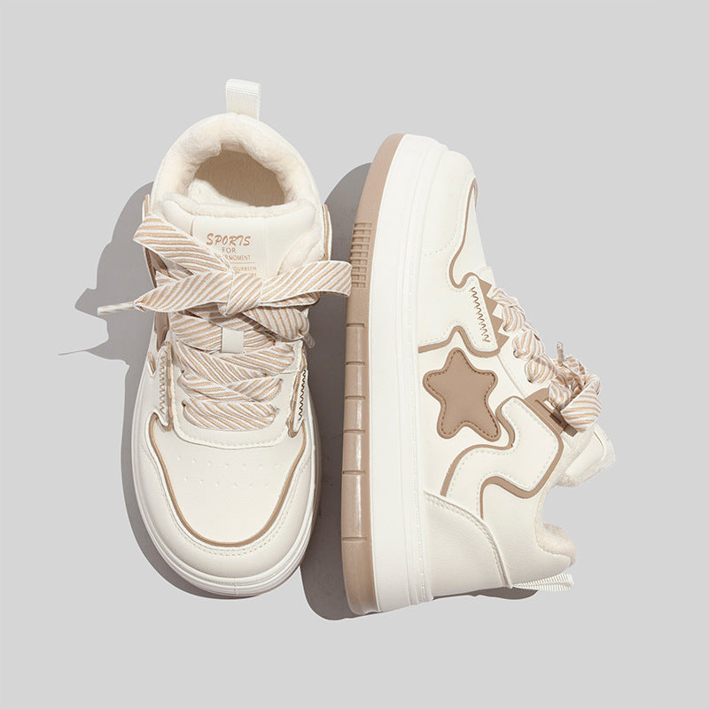 Damen Sportliche Winter Sneakers mit warmem Futter und verspieltem Sternenmotiv EB