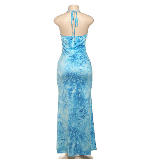 Damen Maxikleid mit raffiniertem Rüschendesign und tiefem V-Ausschnitt EB
