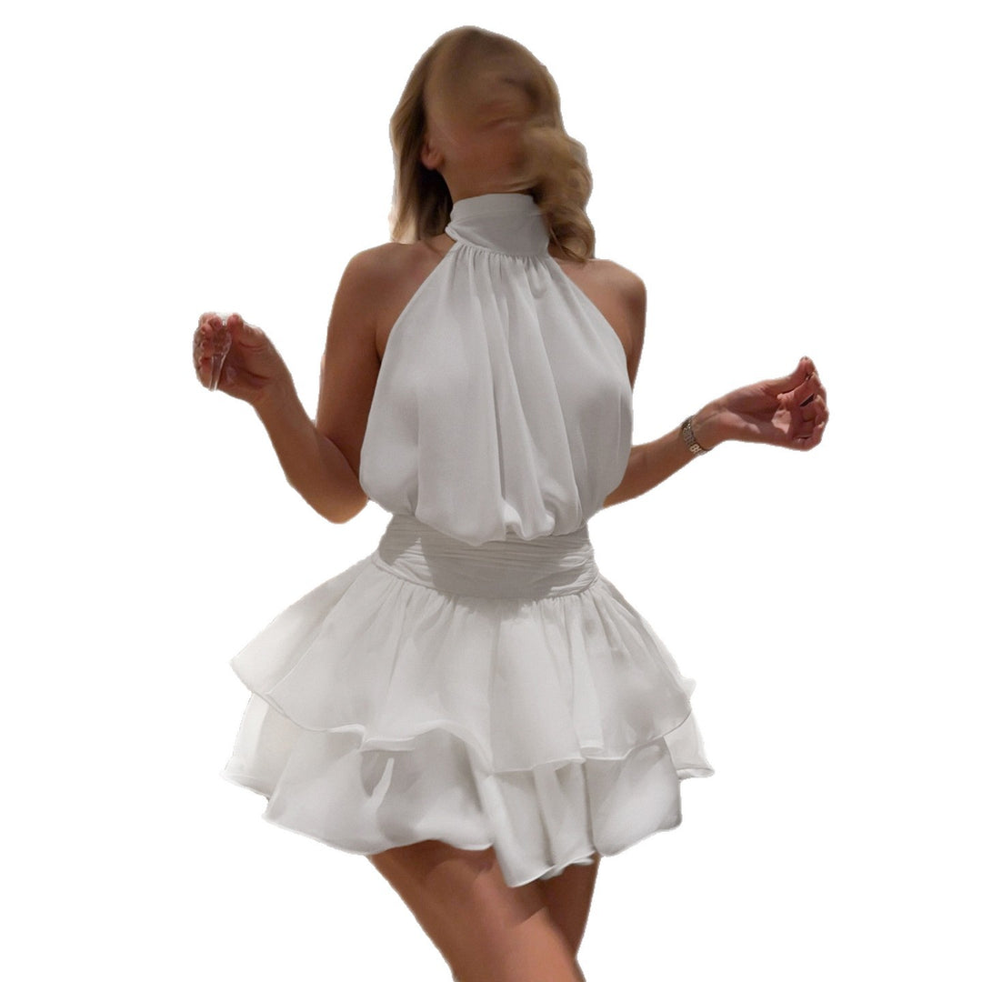Damen luftiges Wickelkleid mit voluminösem Rock EB