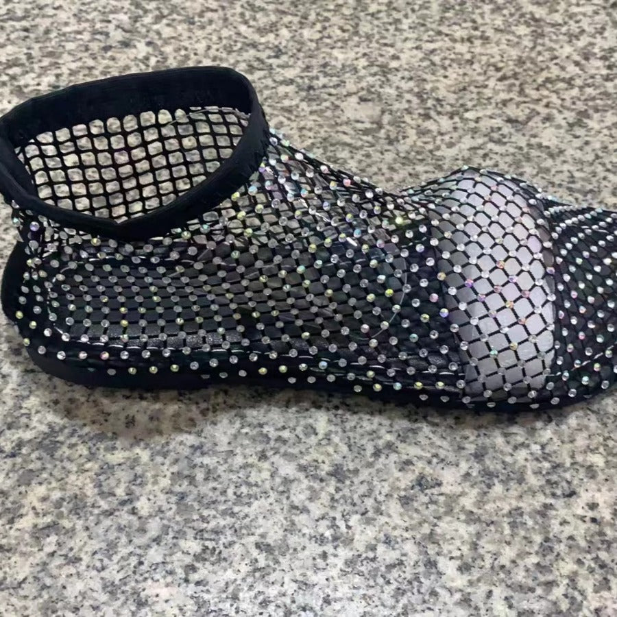 Damen modische Netz-Slippers mit funkelnden Strassapplikationen EB