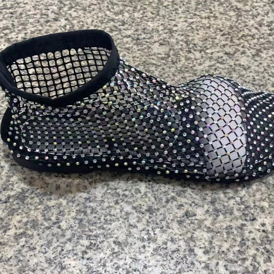 Damen modische Netz-Slippers mit funkelnden Strassapplikationen EB