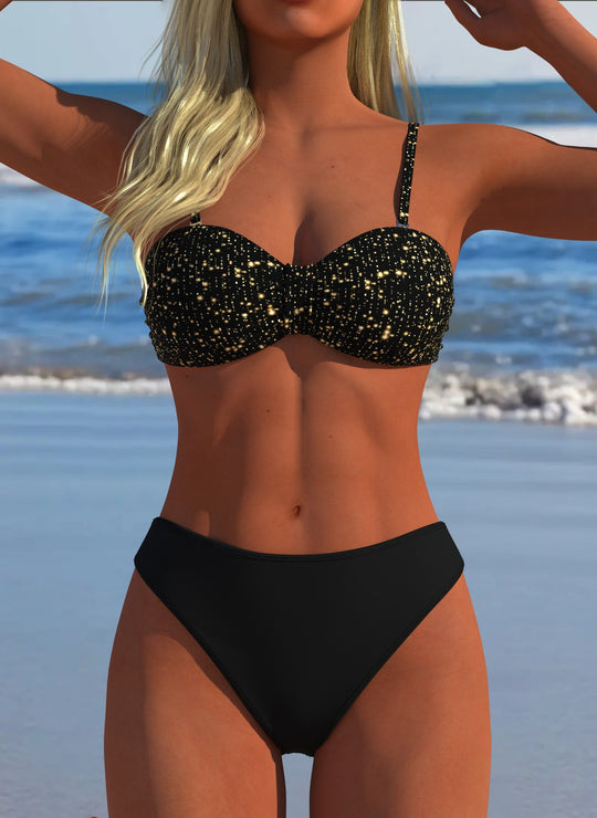 Damen Bikini-Set mit floralem Balconette-Oberteil und hoch geschnittenem Höschen EB