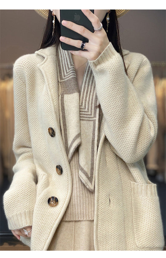 Damen Strickjacke mit oversized Schnitt und lässigem Kragen EB