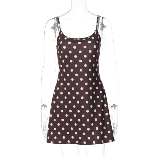 Damen Spaghetti-Träger Kleid mit verspieltem Punktenmuster EB