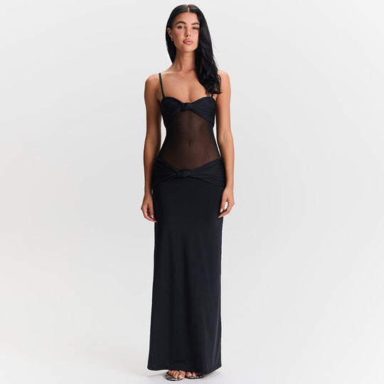 Damen Maxi Strandkleid mit raffiniertem Bustier-Design und elastischem Bund EB