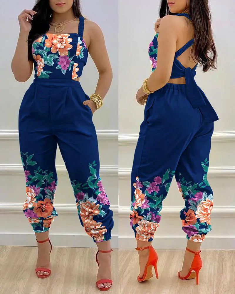 Damen Jumpsuit mit einzigartigem Denim-Print und tailliertem Schnitt EB