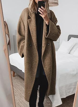 Damen Wollmantel mit strukturiertem Design und oversized Schnitt EB