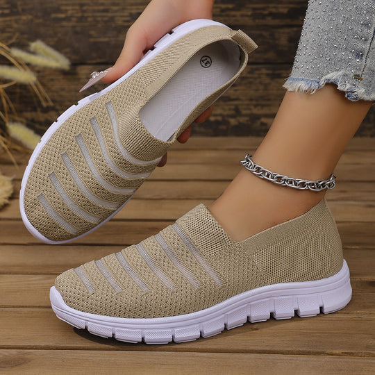 Damen Atmungsaktive Slip-On Sneakers mit elastischem Riemendesign EB
