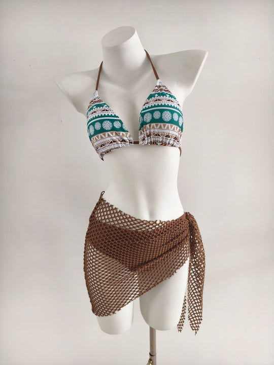 Damen Triangel-Bikini mit modischen Netzrock-Details EB