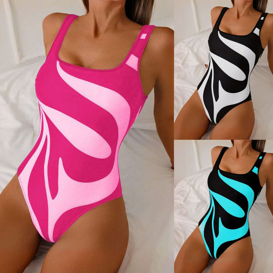 Damen Einteiliger Badeanzug mit stilvollem Grafikdesign EB