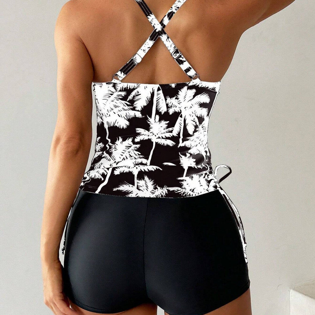 Damen Sportliches Tankini-Set mit verstellbaren Seitenschnüren EB