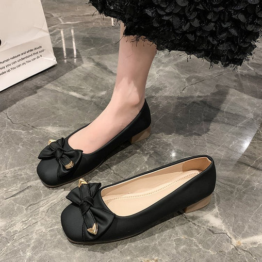 Damen elegante Ballerinas mit modischer Schleifenverzierung EB