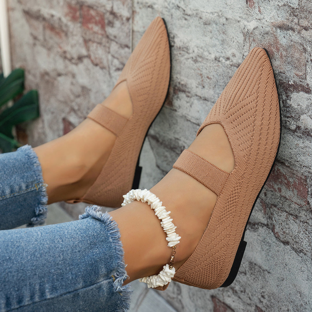 Damen Elegante Ballerinas mit durchbrochenem Design und atmungsaktivem Obermaterial EB