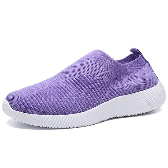 Damen atmungsaktive Slip-On Sneakers mit elastischem Obermaterial EB