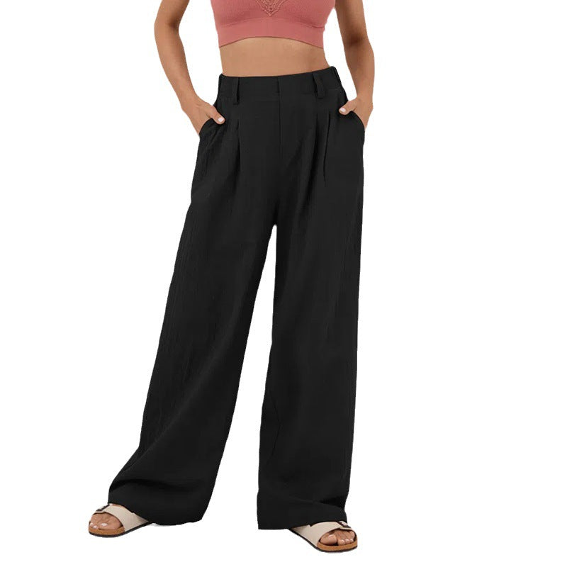 Damen Weite Chinohose mit elegantem Faltenwurf und seitlichen Taschen EB