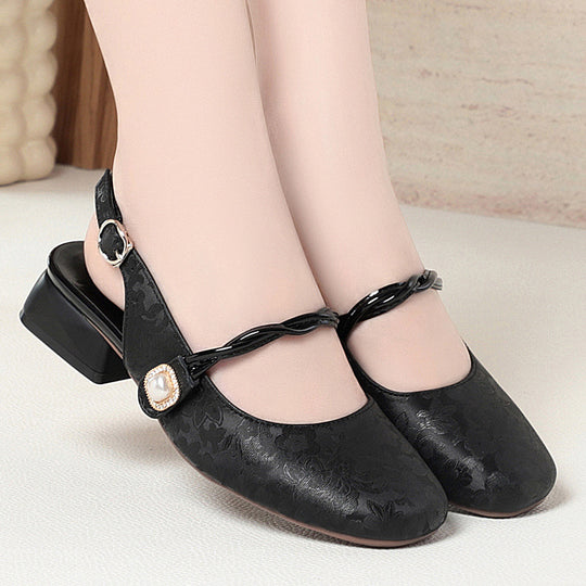 Damen Sling-Schuhe mit modischem Riemendesign und elegantem Blockabsatz EB