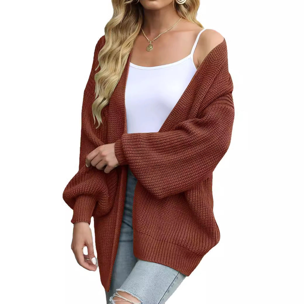Damen Empfindlicher Grobstrick-Cardigan mit schillernden Ärmeln EB